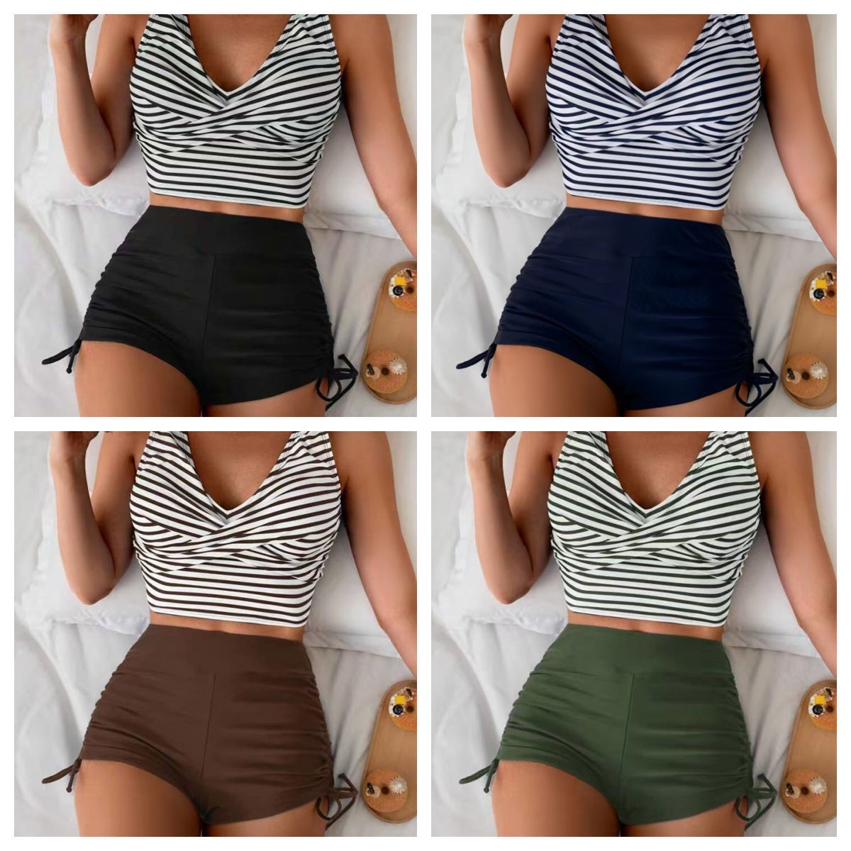 Shorts - ملابس سباحة نسائية: بيكيني بقطعة علوية