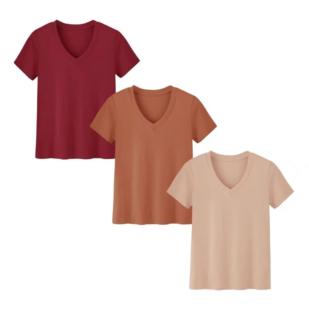 T-Shirts - طقم نسائي كاجوال برقبة عالية وأكمام