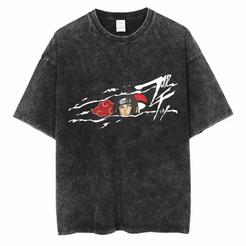 Acid Wash Vintage Graphic T Shirt - تي شيرت بتصميم ناروتو مغسول بتأثير