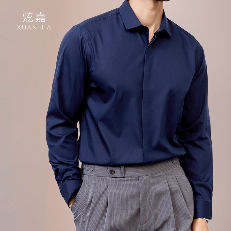 Mens Satin Silk Dress Shirt - قميص رجالي حريري جديد لربيع وخريف