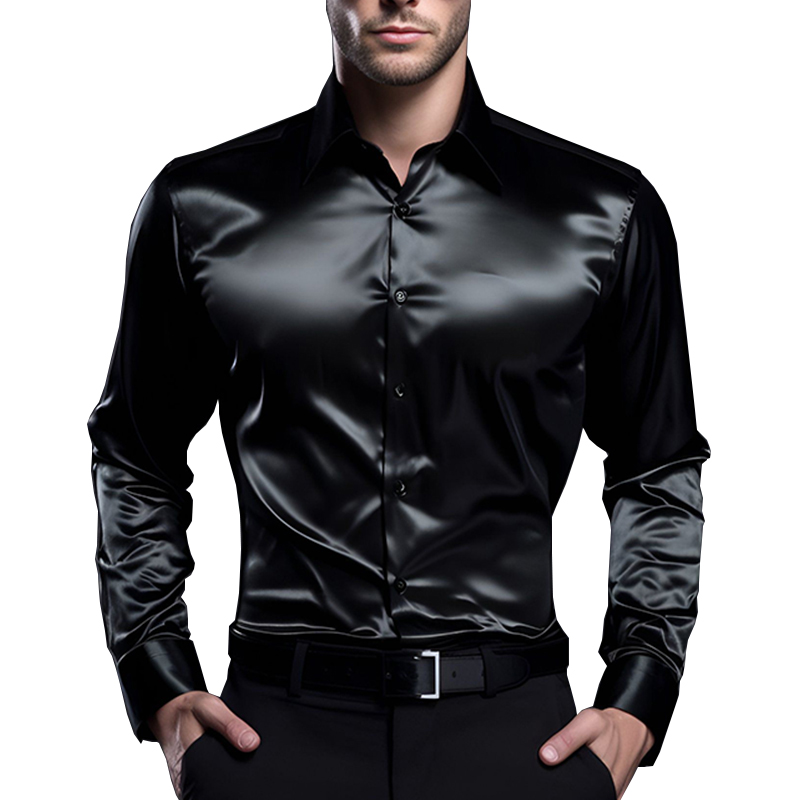 قميص رجالي فاخر من الحرير النا - مراجعة Mens Satin Silk Dress Shirt وسعره