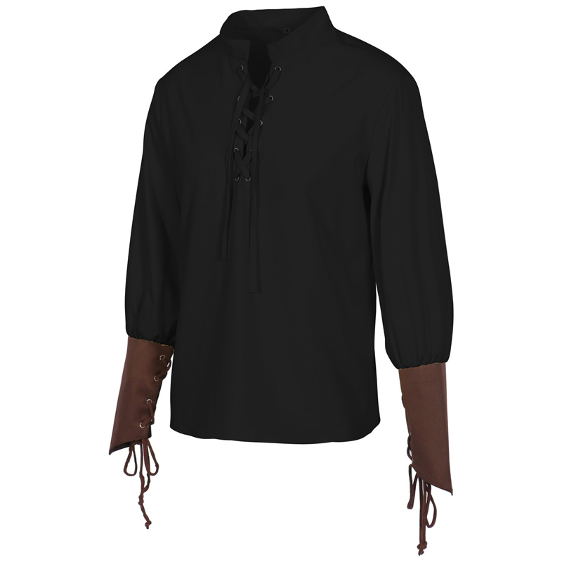 قميص رجالي بتصميم القرون الوسط - مراجعة Medieval Gothic Lace Up Pirate Shirt وسعره