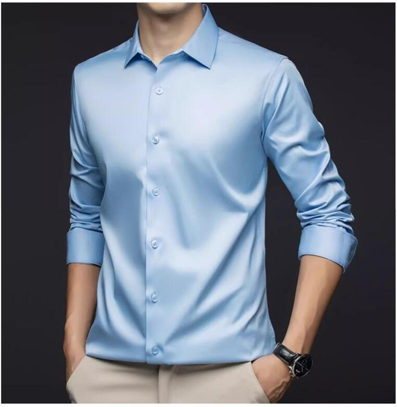 قمصان رجالية بأكمام طويلة، منا - مراجعة Mens Satin Silk Dress Shirt وسعره