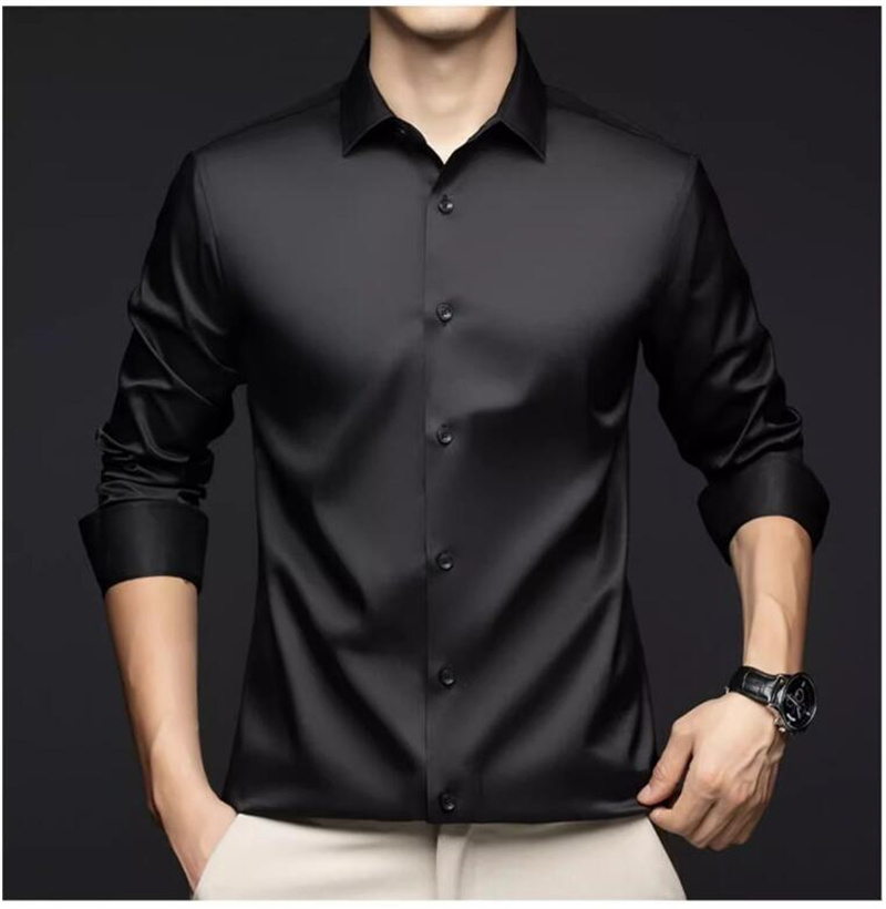 قمصان رجالية بأكمام طويلة، منا - مراجعة Mens Satin Silk Dress Shirt وسعره