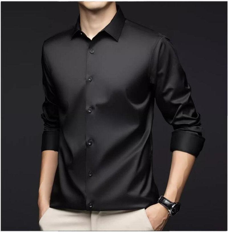 قمصان رجالية بأكمام طويلة، منا - مراجعة Mens Satin Silk Dress Shirt وسعره