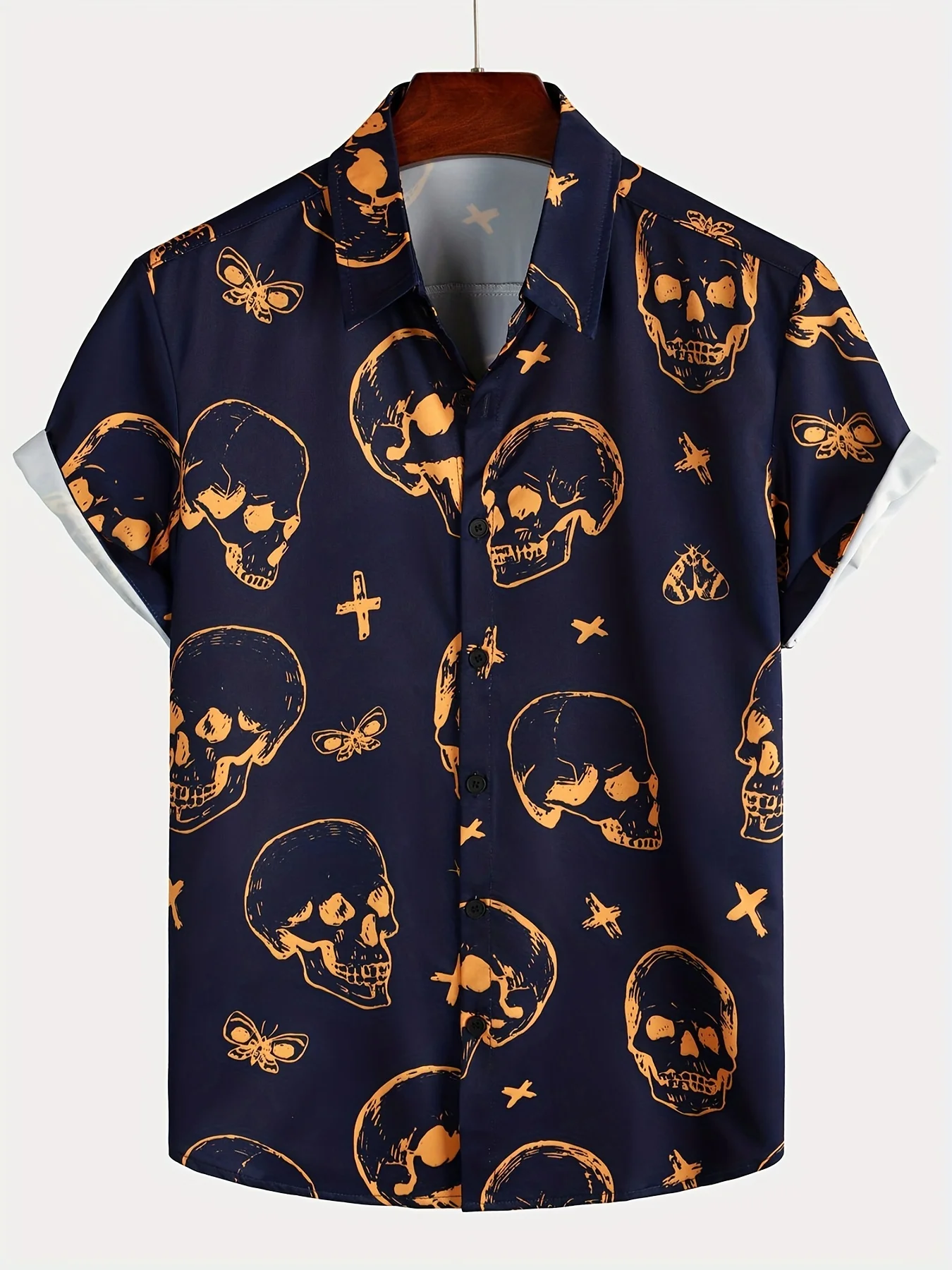 قميص هاواي رجالي بتصميم جمجمة  - مراجعة Vintage Hawaiian Floral Shirt وسعره