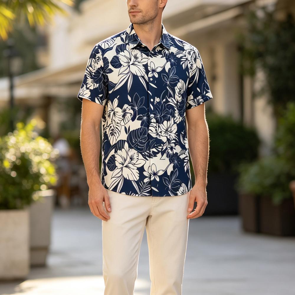 قميص هاواي رجالي بطبعة نباتية  - مراجعة Vintage Hawaiian Floral Shirt وسعره
