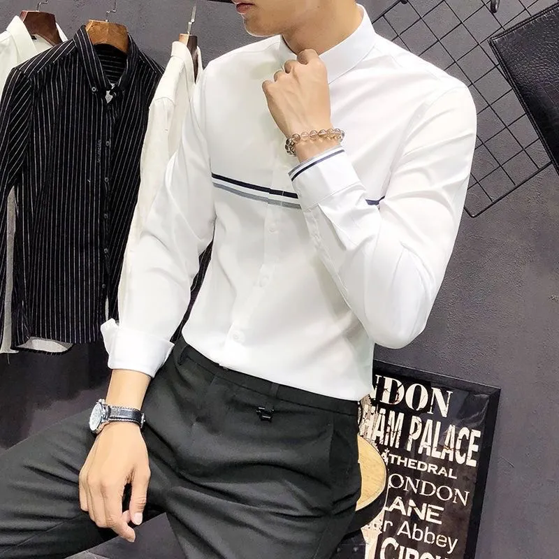 قميص رجالي بياقة ماندارين وأكم - مراجعة Mandarin Collar Formal Shirt Slim Fit وسعره