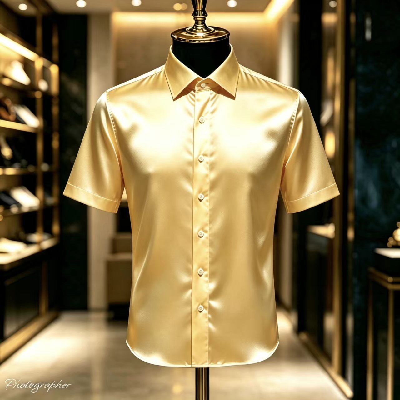 قميص رجالي قصير الأكمام من الس - مراجعة Mens Satin Silk Dress Shirt وسعره