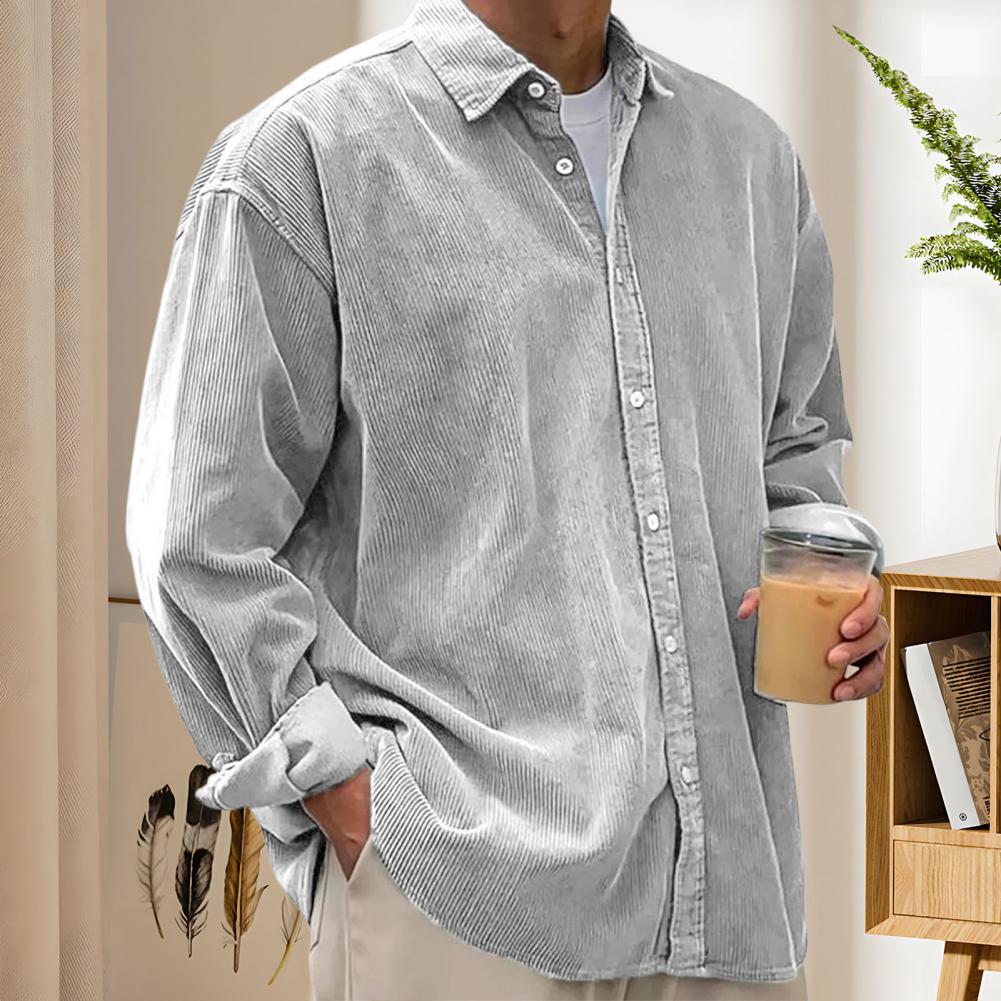 قمصان رجالية كاجوال للخارج بلو - مراجعة Corduroy Button Up Shirt Men وسعره