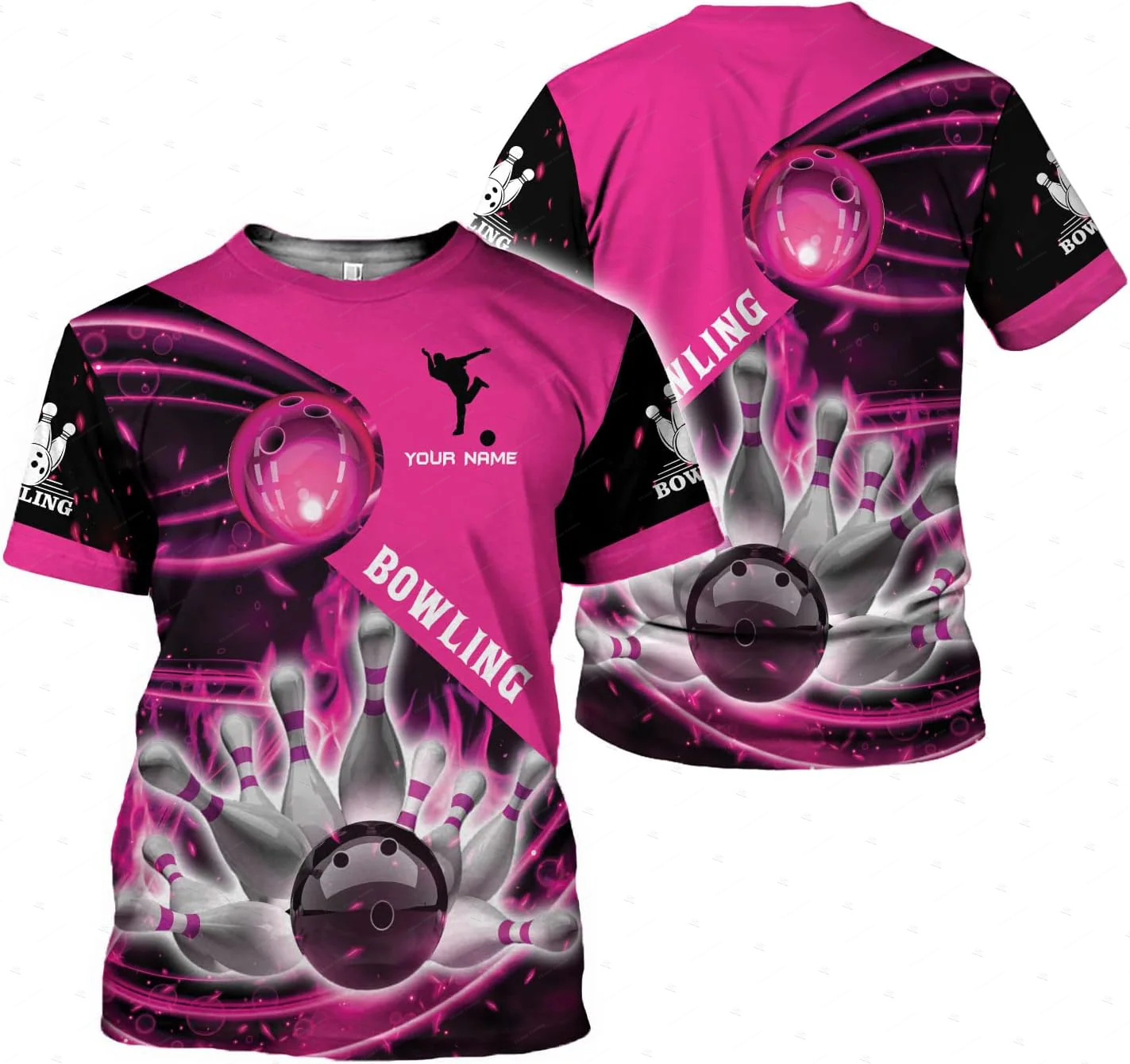 اسم مخصص التدرج البولينج لهب ا - مراجعة Short Sleeve Bowling Shirt Retro وسعره