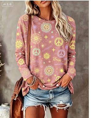 قميص نسائي بأكمام طويلة بطبعة  - مراجعة T-Shirts وسعره