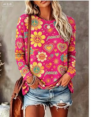 قميص نسائي بأكمام طويلة بطبعة  - مراجعة T-Shirts وسعره