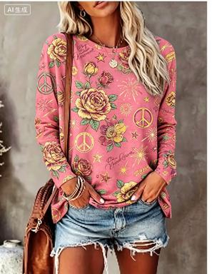 قميص نسائي بأكمام طويلة بطبعة  - مراجعة T-Shirts وسعره