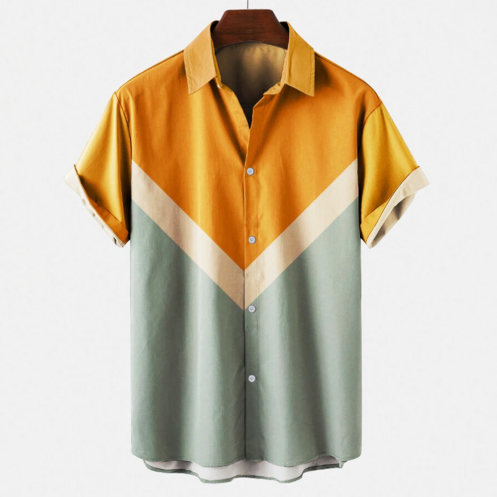 قميص بولينج رجالي كلاسيكي مخطط - مراجعة Short Sleeve Bowling Shirt Retro وسعره