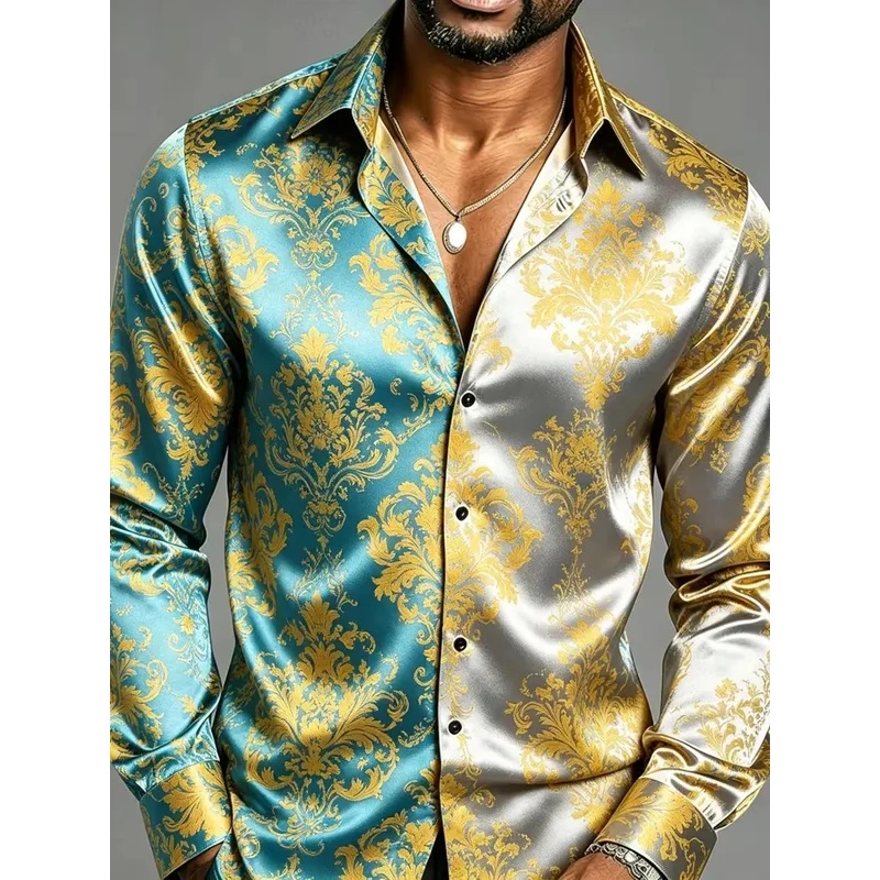 قمصان رجالية طويلة الأكمام من  - مراجعة Mens Satin Silk Dress Shirt وسعره