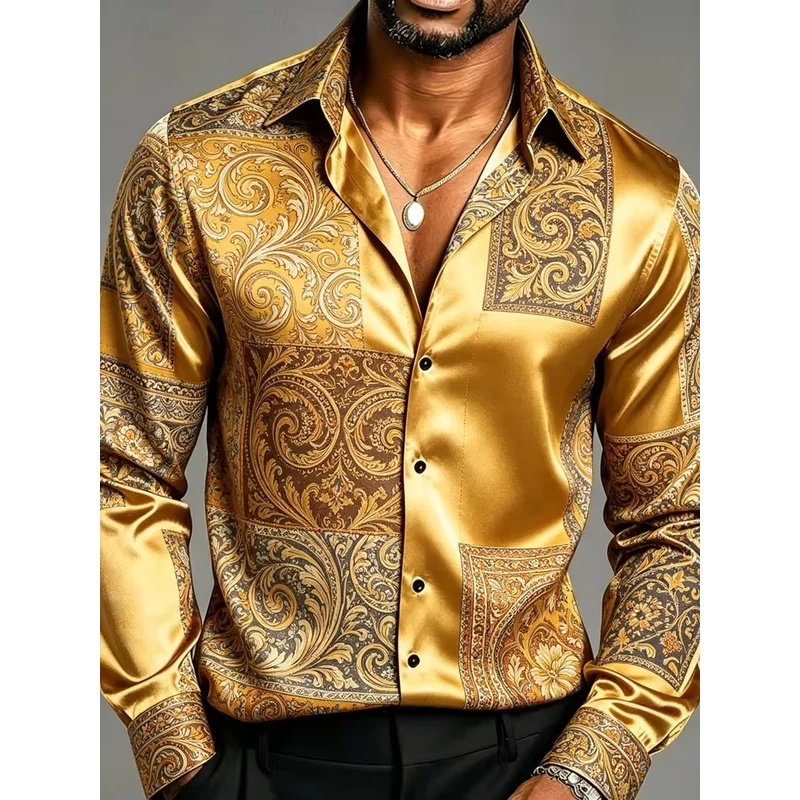قمصان رجالية طويلة الأكمام من  - مراجعة Mens Satin Silk Dress Shirt وسعره