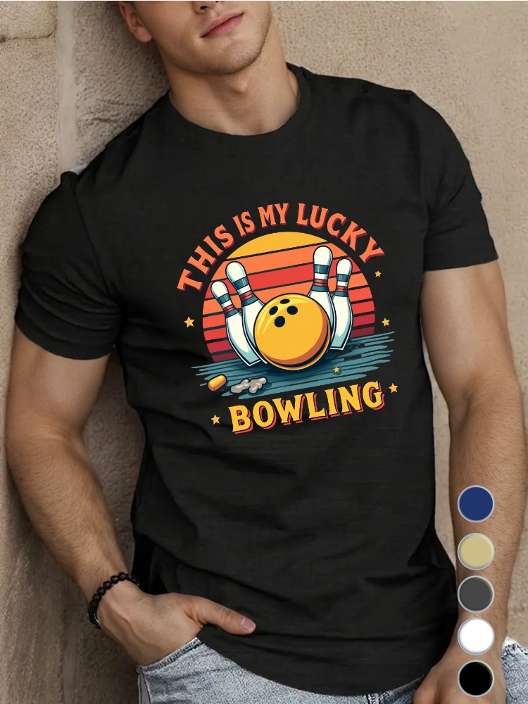 تي شيرت رجالي أزرق ملكي بياقة  - مراجعة Short Sleeve Bowling Shirt Retro وسعره