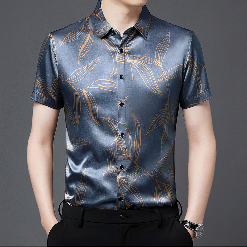 صيف 2022 ملابس رجالية الحرير م - مراجعة Mens Satin Silk Dress Shirt وسعره