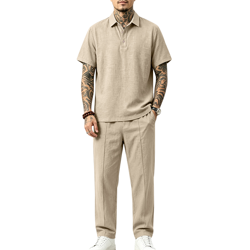 طقم بولو رجالي من قطعتين: قميص - مراجعة Mens Linen Shirt Long Sleeve وسعره