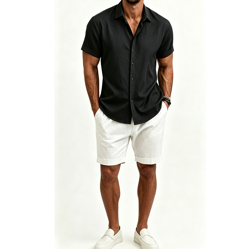 طقم قميص رجالي من القطن والكتا - مراجعة Mens Linen Shirt Long Sleeve وسعره