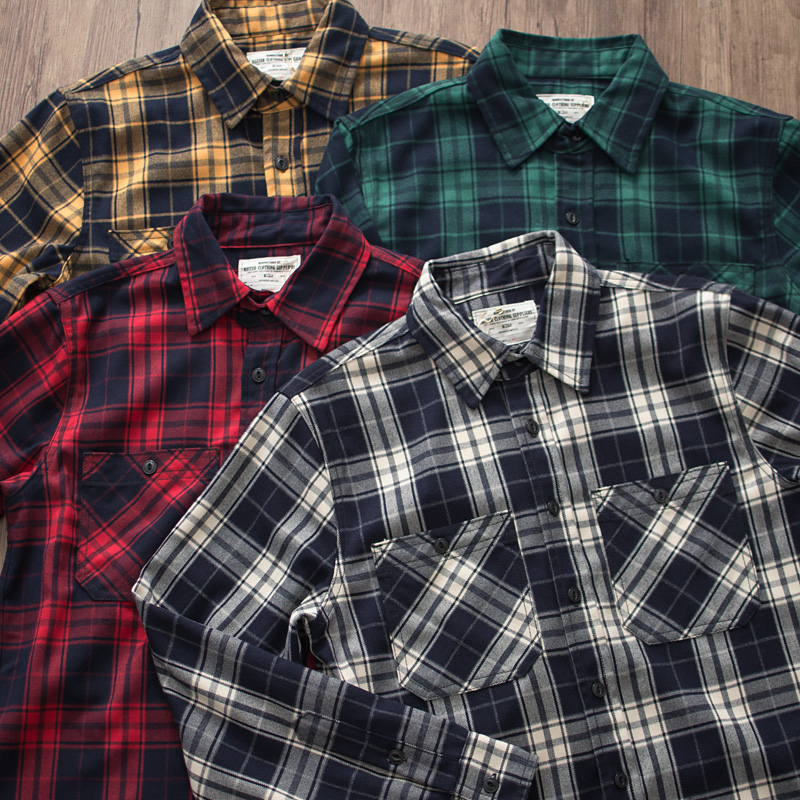 خريف جديد الأمريكية الرجعية 30 - مراجعة Flannel Plaid Shirt Heavy Weight وسعره